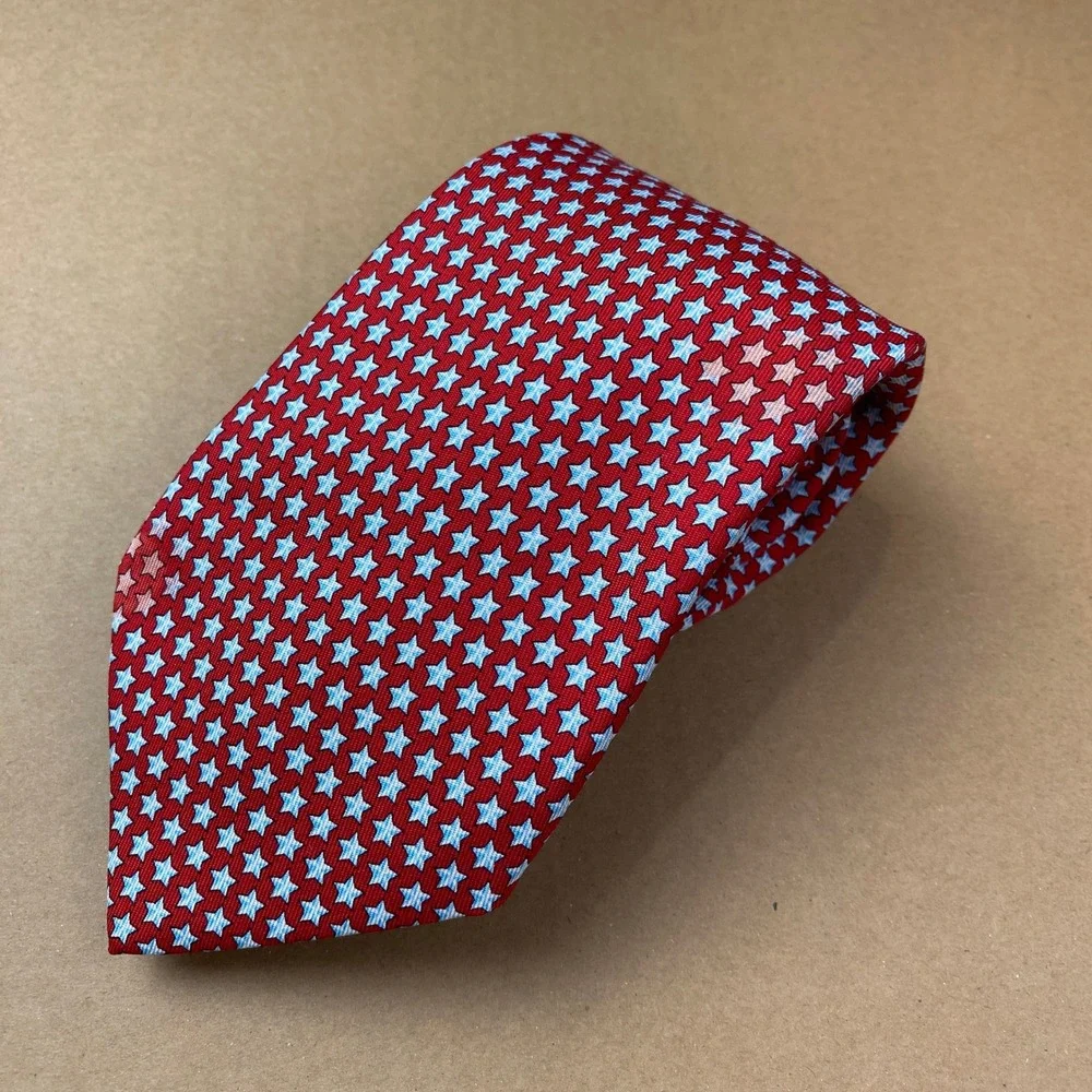 Vineyard Vines Stars Silk Tie Mens OS Red Blue White Patriotic Americana USA